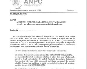 Răspunsul CJPC Brașov cu privire la situația legală a contractului încheiat între locatarii cartierului Avantgarden3 și distribuitorul Maurer Imobiliare